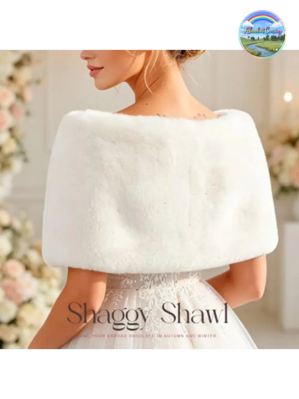 Faux Fur Shawl Wrap Wedding Bridal Cape Satin Clasp Evening Stole
